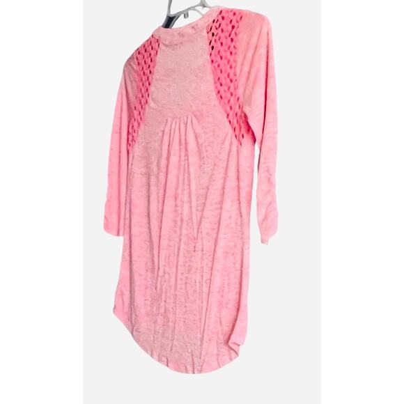 NO BO LONG SLV, PULL-OVER, V-NECK TOP, JUNIORS, M (7/9)-PINK, LACE ON SHOULDERS - Picture 5 of 12
